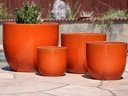 LARGE EGG SHELL POTS, ORANGE, SET OF 4- 22.5"x18", 18"x15", 14"x12", 11.5"x12"