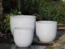 EGG SHELL POTS, WHITE WHITE, SET OF 3 - 17.0" X 15.0", 14.0" X 12.5", 11.5" X 12.0"