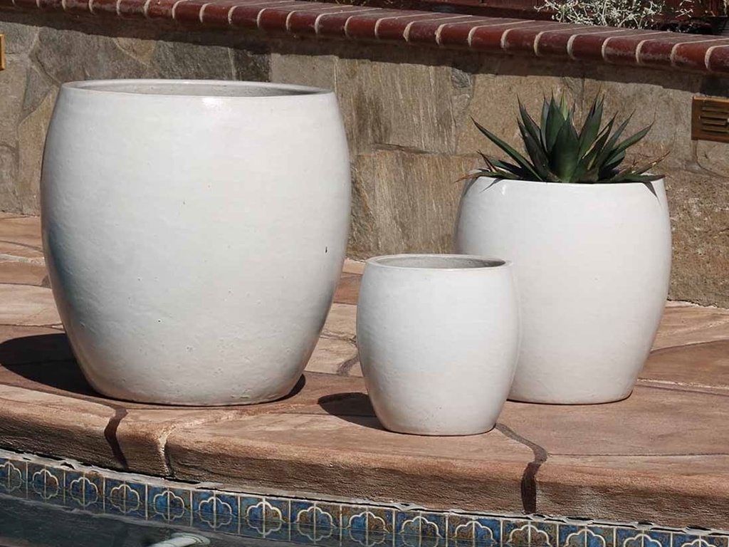 JAM'S PLANTER, WHITE WHITE,  SET OF 3- 20.0" X 22.5", 15.5" X 16.5", 11.0" X 12.0"