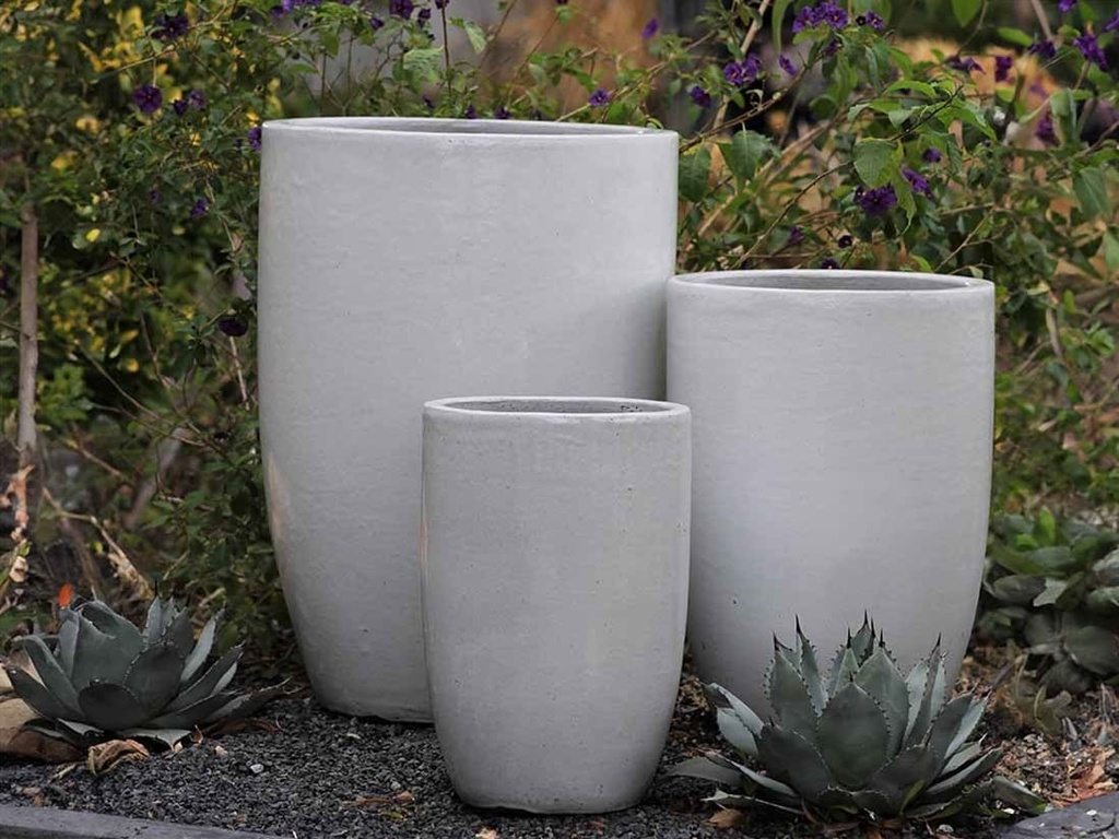 MID HEIGHT BARREL PLANTER, WHITE WHITE, SET OF 3- 18.0"x26.0", 14.0"x20.5", 11.5"x16.5"