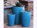 SLIM ROUND PLANTER, FALLING AQUA, SET OF 3 - 16.0" X 24.0", 14.0" X 18.5", 11.0 X 15.0"