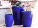 SLIM ROUND PLANTER, FALLING BLUE, SET OF 3 - 16.0" X 24.0", 14.0" X 18.5", 11.0 X 15.0"