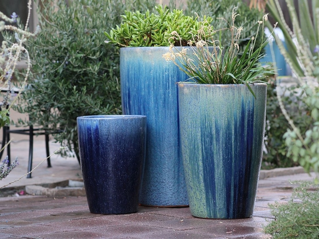 [PV-LB550CSB-S3] SLIM X-LARGE PLANTER, CRYSTAL BLUE, SET OF 3- 20.5"x32.5", 16.5"x25.5",  13.0"X17.5"