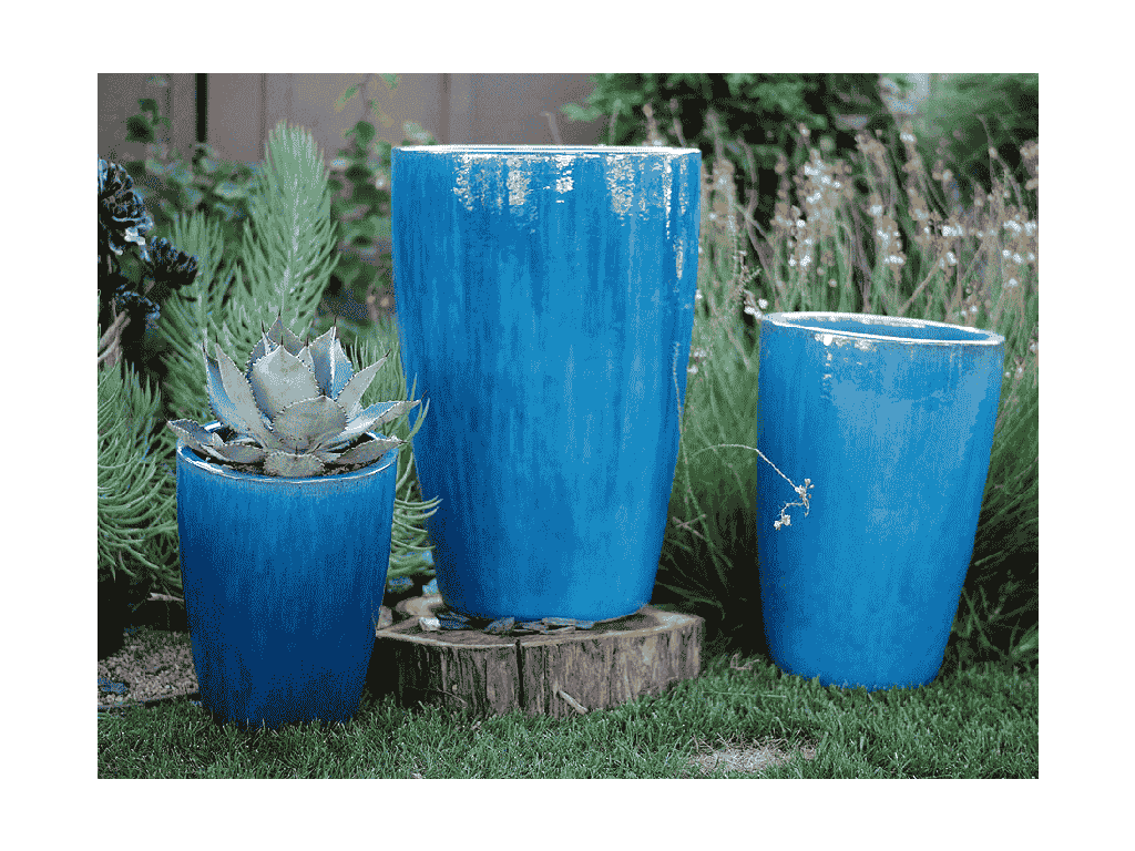 [PV-LB550FAQ-S3] SLIM X-LARGE PLANTER, FALLING AQUA, SET OF 3- 20.5"X32.5", 16.5"X25.5", 13.0"X17.5"