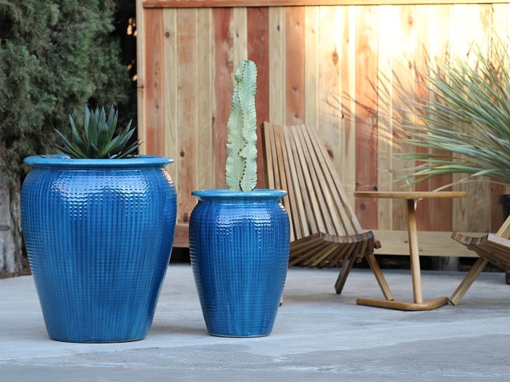 [PV-LB558FAQ-S2] MANHATTAN JAR PLANTER, FALLING AQUA