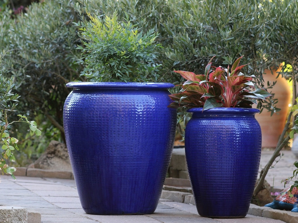 [PV-LB558FB-S2] MANHATTAN JAR PLANTER, FALLING BLUE, SET OF 2- 22.5" X 27.5", 14" X 22"