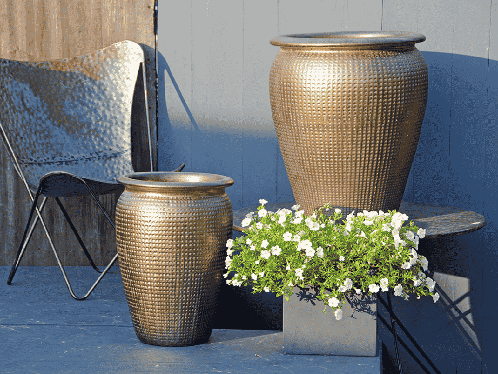 [PV-LB558SBZ-S2] MANHATTAN JAR PLANTER, SILVER BRONZE, SET OF 2 - 22.5" X 27.5", 14.0" X 22.0"