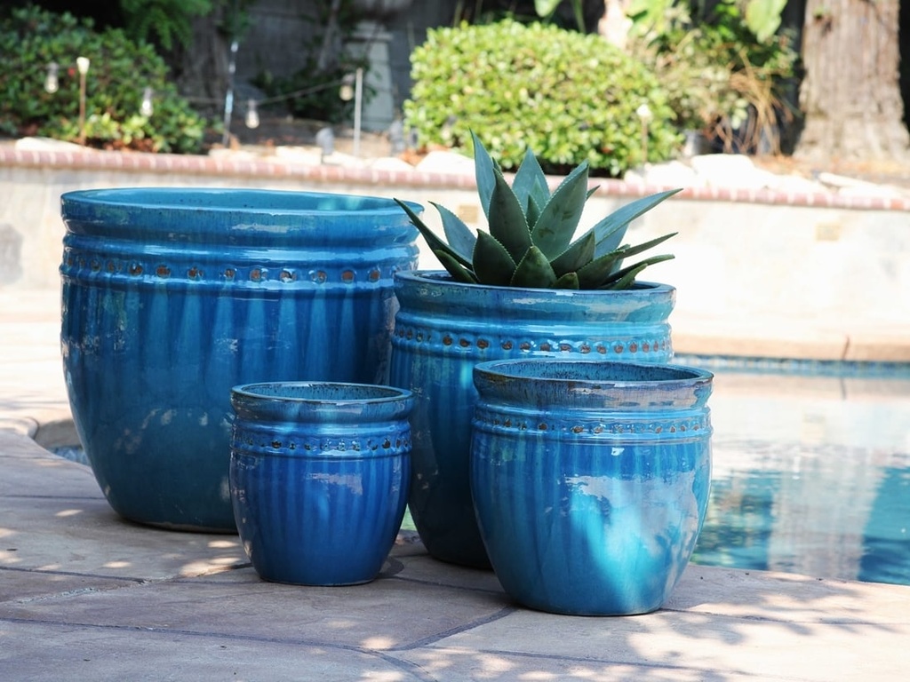 [PV-LB566FAQ-S4] DECOR PLANTER, FALLING AQUA, SET OF 4 - 24.0" X 22.0", 19.0" X 19.0", 15.5" X 15.0", 12.0" X 12.0"