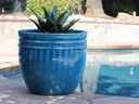 X LARGE DECOR PLANTER, FALLING AQUA, 30.5 X 26"