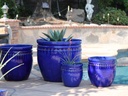 DECOR PLANTER, FALLING BLUE, SET OF 4 - 24.0" X 22.0", 19.0" X 19.0", 15.5" X 15.0", 12.0" X 12.0"