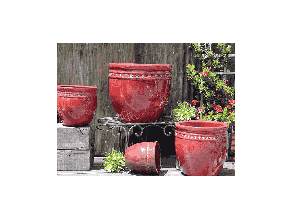[PV-LB566LRD-S4] DECOR PLANTER, LAVISH RED, SIZE LARGE, SET OF 4 - 24.0" X 22.0", 19.0" X 19.0", 15.5" X 15.0", 12.0" X 12.0"