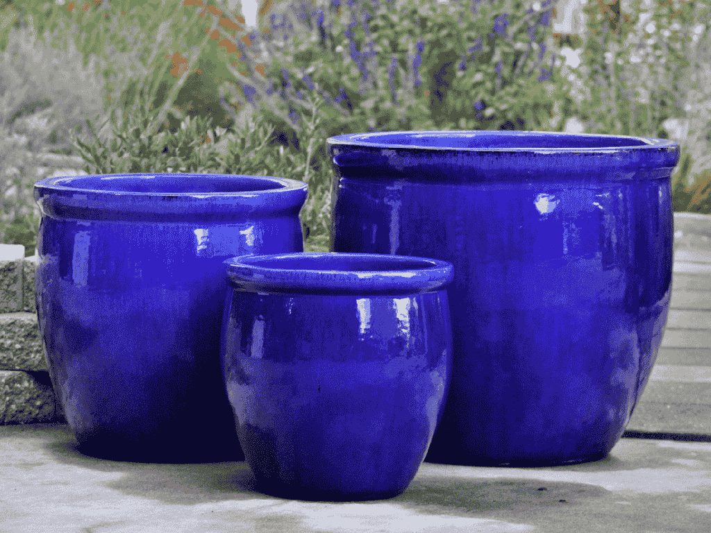 [PV-LB567FB-S3] SMALL NO DECOR PLANTER, FALLING BLUE, SET OF 3 - 19.0" X 19.0", 15.5" X 15.0", 12.0" X 12.0"