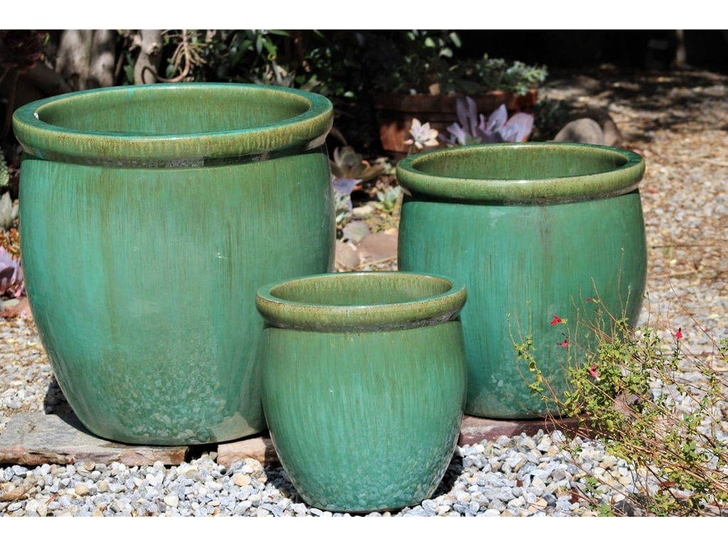 [PV-LB567GNS-S3] SMALL NO DECOR PLANTER, GREEN STREAM, SET OF 3 - 19.0" X 19.0", 15.5" X 15.0", 12.0" X 12.0"