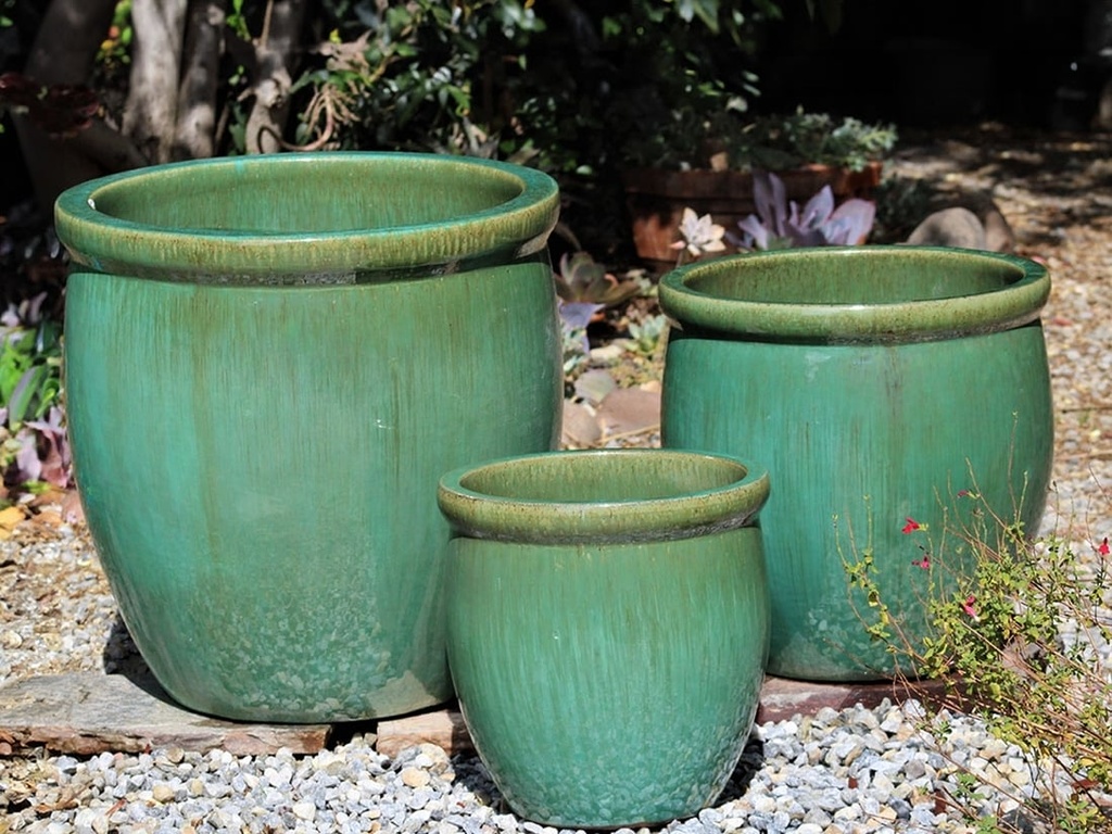 [PV-LB567GNS-S4] LARGE NO DECOR PLANTER, GREEN STREAM, SET OF 4 - 24.0" X 22.0", 19.0" X 19.0", 15.5" X 15.0", 12.0" X 12.0"