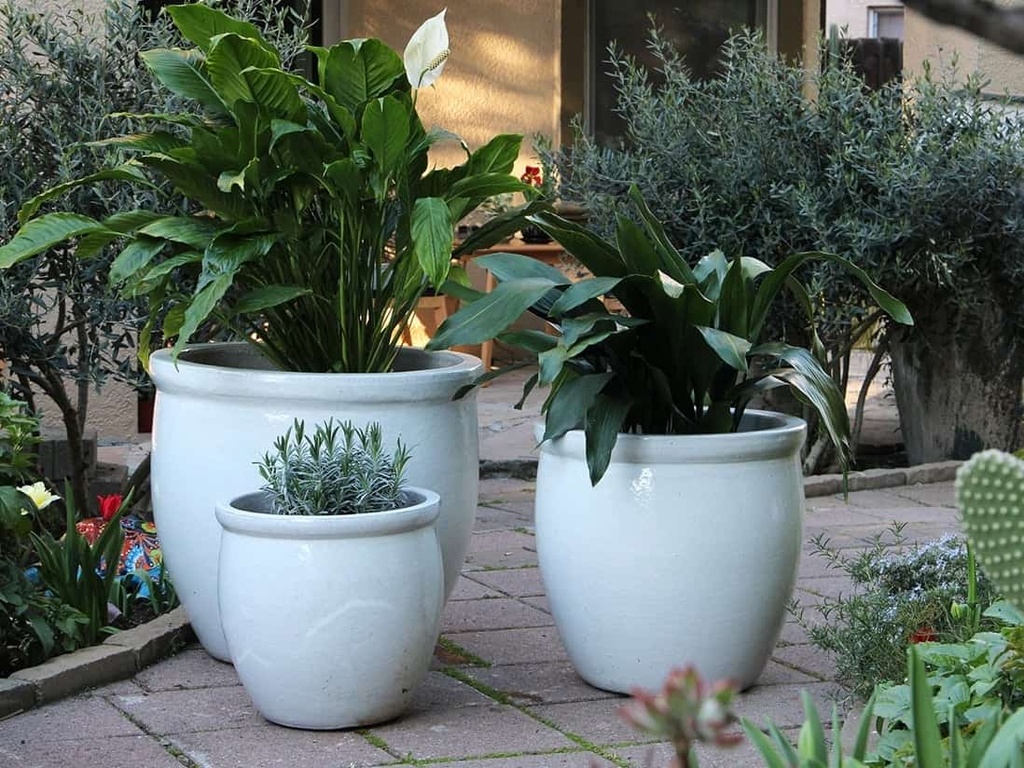 SMALL BO DECOR PLANTERS, WHITE WHITE, SET OF 3- 19"X19"; 15.5"X15"; 12"X12"