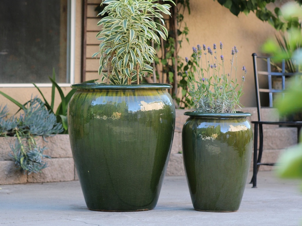 URN SMOOTH FINISHED, FERN GREEN,SET OF 2 - 22.5" X 27.5", 14.0" X 22.0"