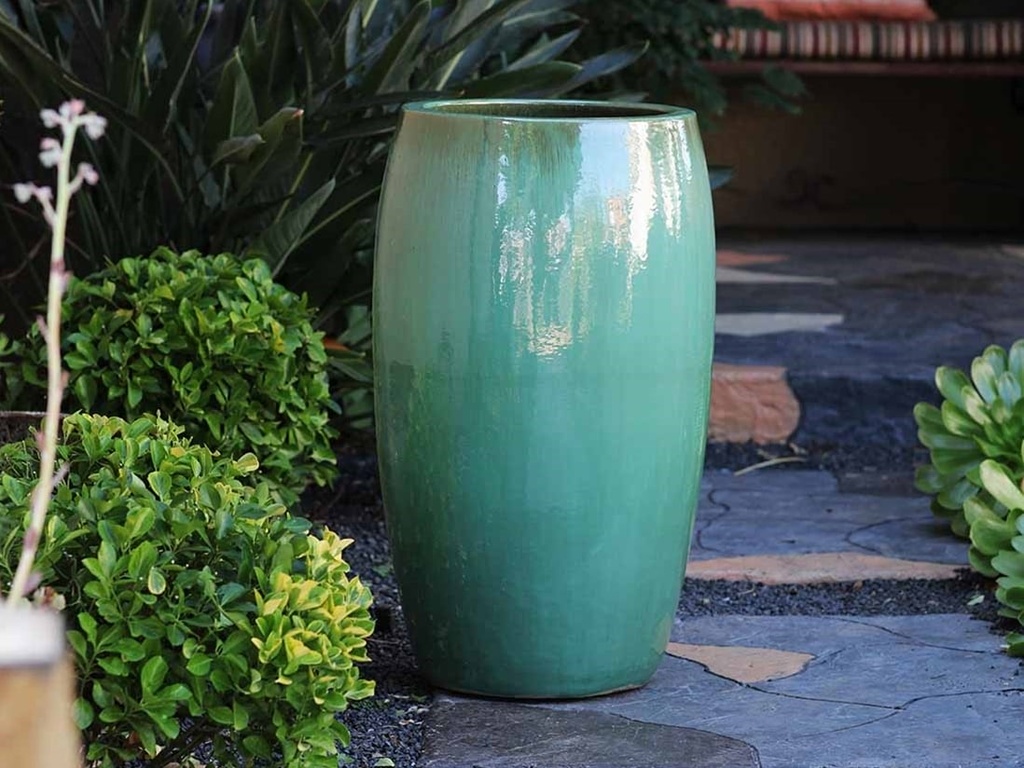 [PV-LB578GNS] DRUM SHAPED PLANTER, GREEN STREAM, 20.0" X 35.0"