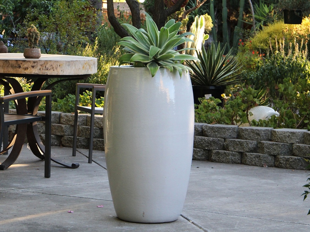TALL DRUM POT, WHITE WHITE, 20"X35"