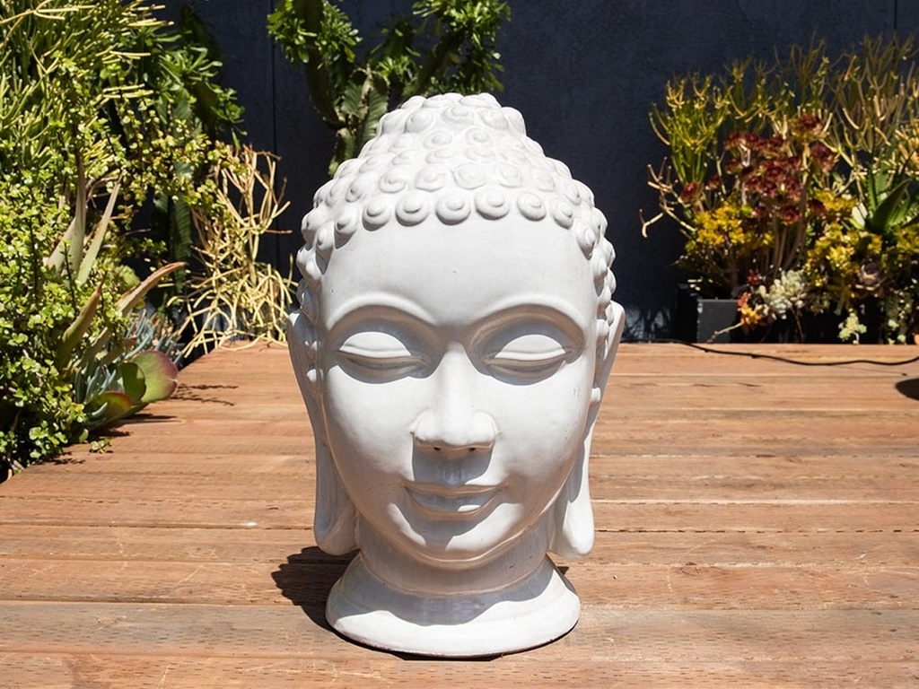 LARGE BUDDHA HEAD, WHITE WHITE, SIZE A, 17.5" X 30.5"