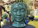 MEDIUM BUDDHA HEAD PLANTER, GREEN STREAM, SIZE B, 13.0"X17.5"