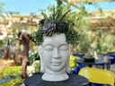 MEDIUM BUDDHA HEAD PLANTER, WHITE NO SPECKLE, SIZE B, 13.0"X17.5"