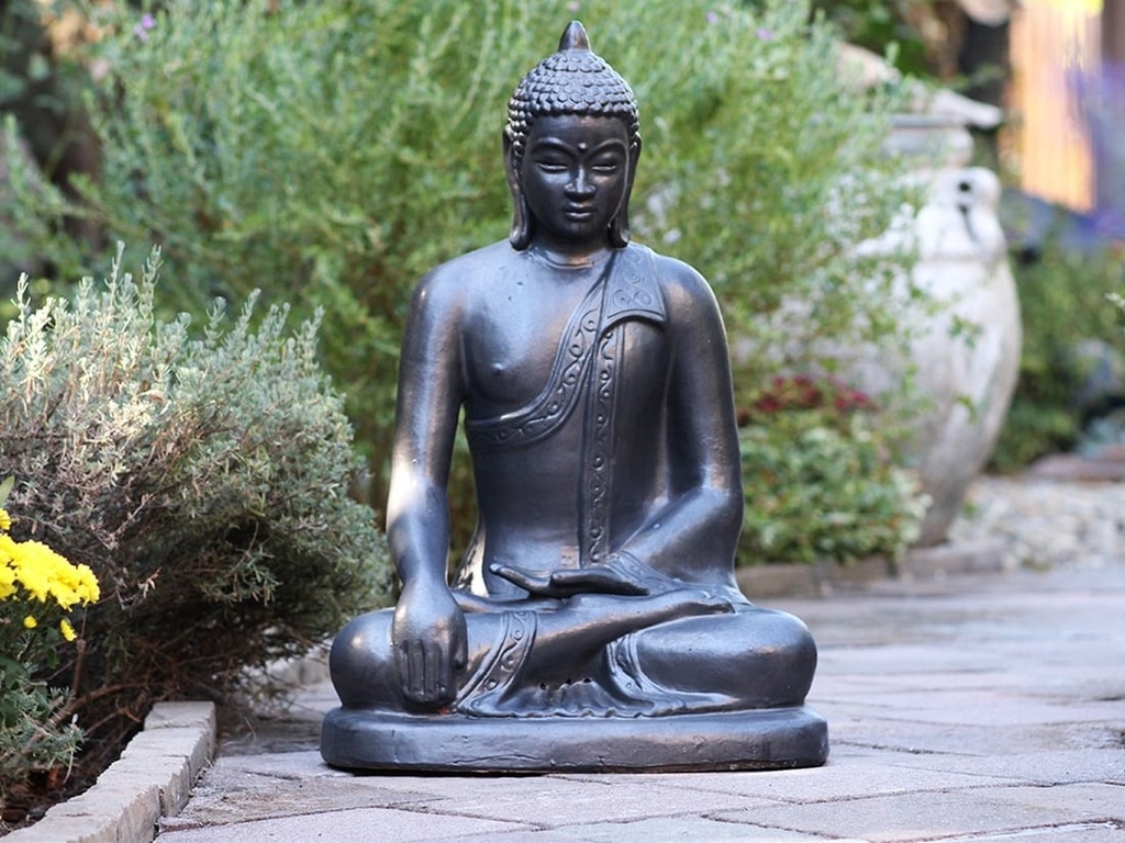 [PV-LBST08MK] MEDITATION BUDDHA, 22.0"X19.5"X31.5", MATTE BLACK