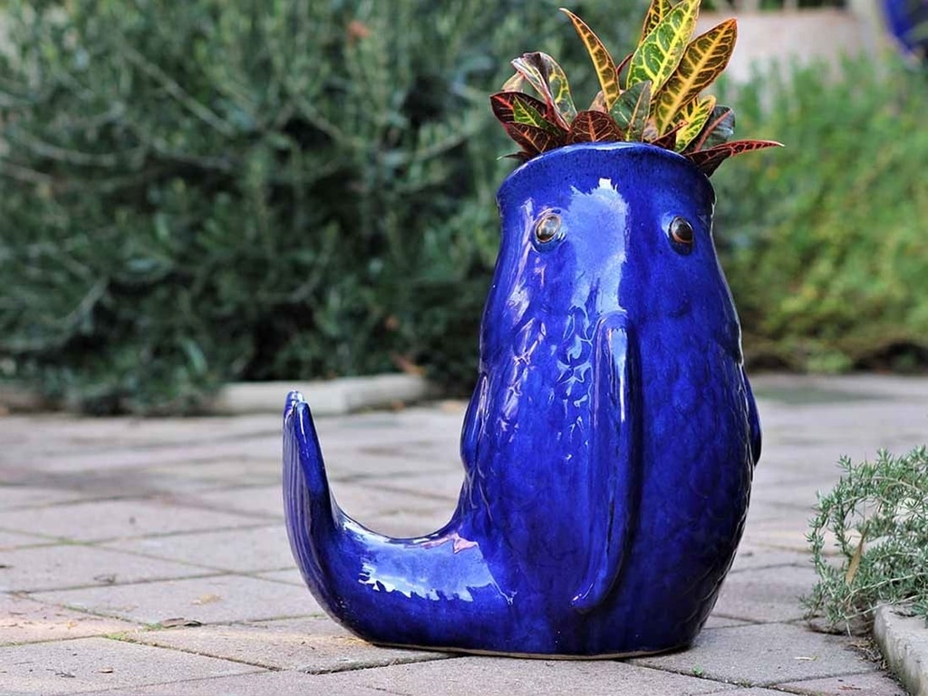 [PV-LBST11FB-B] LEAPING CARP, FALLING BLUE 14.5"X14.5"X15"