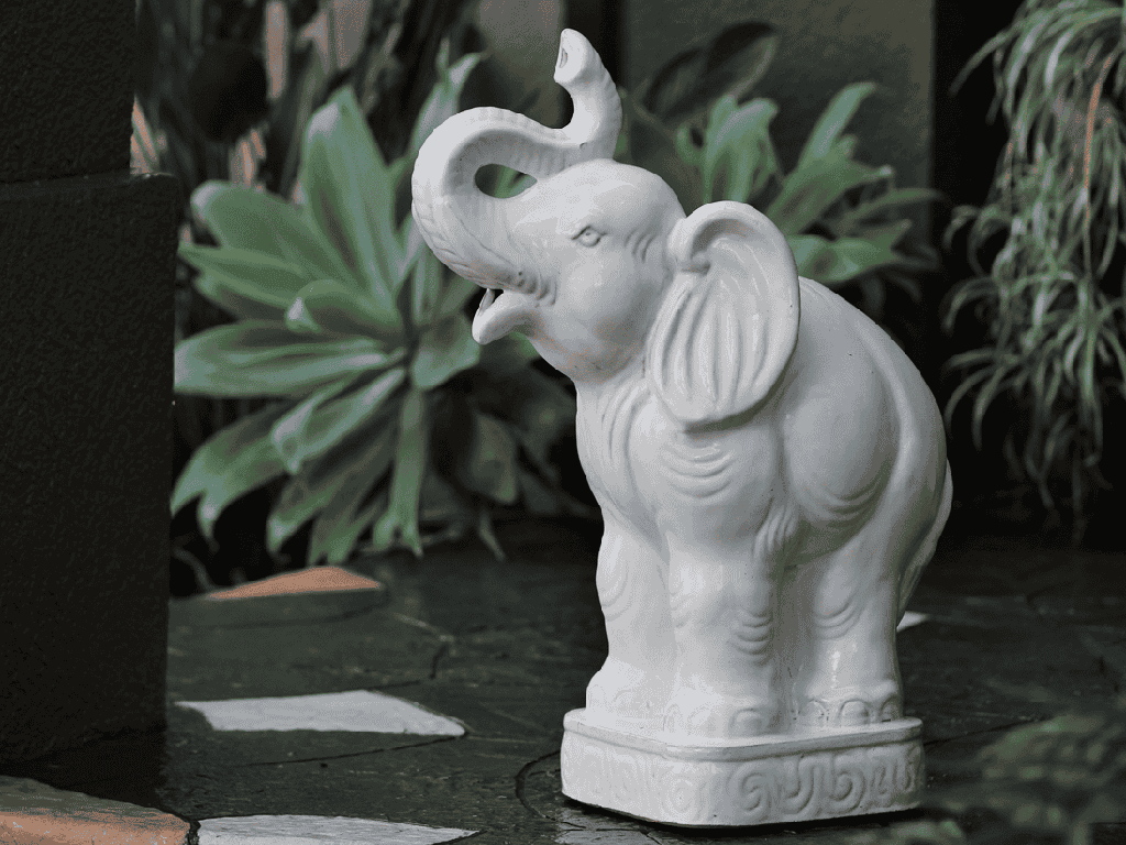 ELEPHANT, WHITE NATURE STONE, 16.0"X11.5"X30.0"