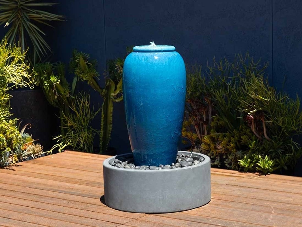 MEDIUM TALL JAR, FOUNTAIN, FALLING AQUA, SIZE C, 20"X36"  (BASE/PUMP SOLD SEPERATELY)
