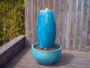 DRUM SHAPE POT, FOUNTAIN, FALLING AQUA, SIZE B, 13.5"X29.5"  (BASE/PUMP SOLD SEPERATELY)
