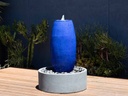 DRUM SHAPE POT, FOUNTAIN, FALLING BLUE, SIZE A, 15'X36"  (BASE/PUMP SOLD SEPERATELY)