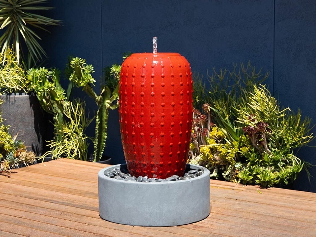 DIAMOND JAR FOUNTAIN, LAVISH RED, 19.5"X35" (BASE/PUMP SOLD SEPERATELY)