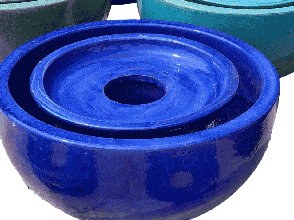 [PV-LBWB5218FB-B] FOUNTAIN BOWL WITH COVER, FALLING BLUE, SIZE B - 23.5" X 12.0"