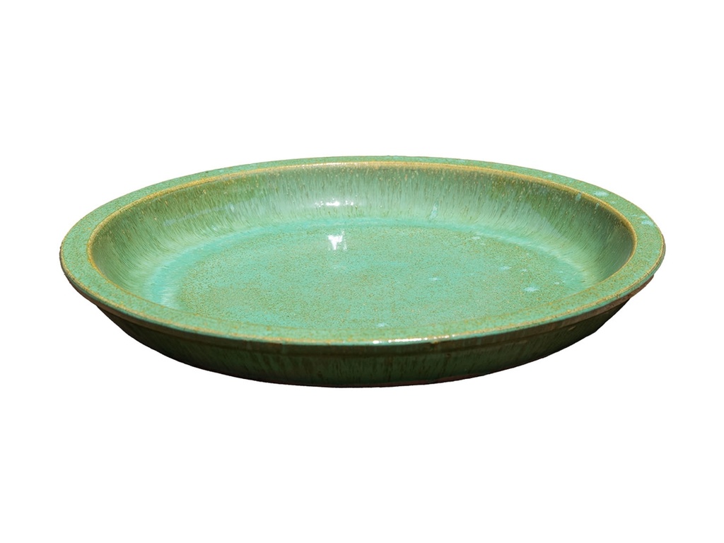 ROUND SAUCER, GREEN STREAM, OD 13", ID 10"
