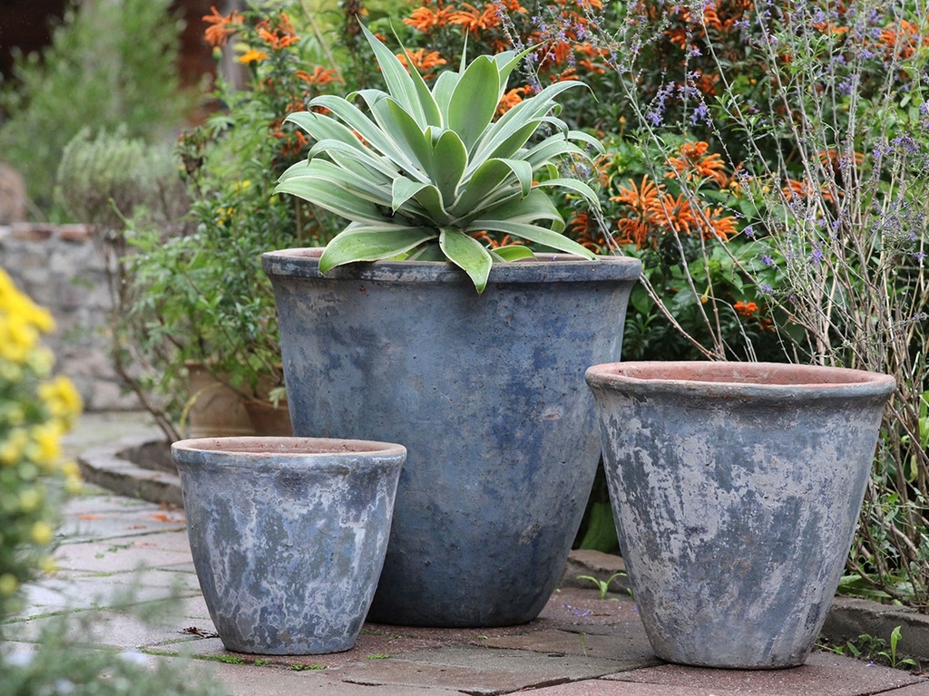 [PV-TS0079AGS-S3] VASO PLANTER, AEGEAN SEA, SET OF 3 - 21.0" X 21.0", 16.0: X 14.0", 12.0" X 11.0"