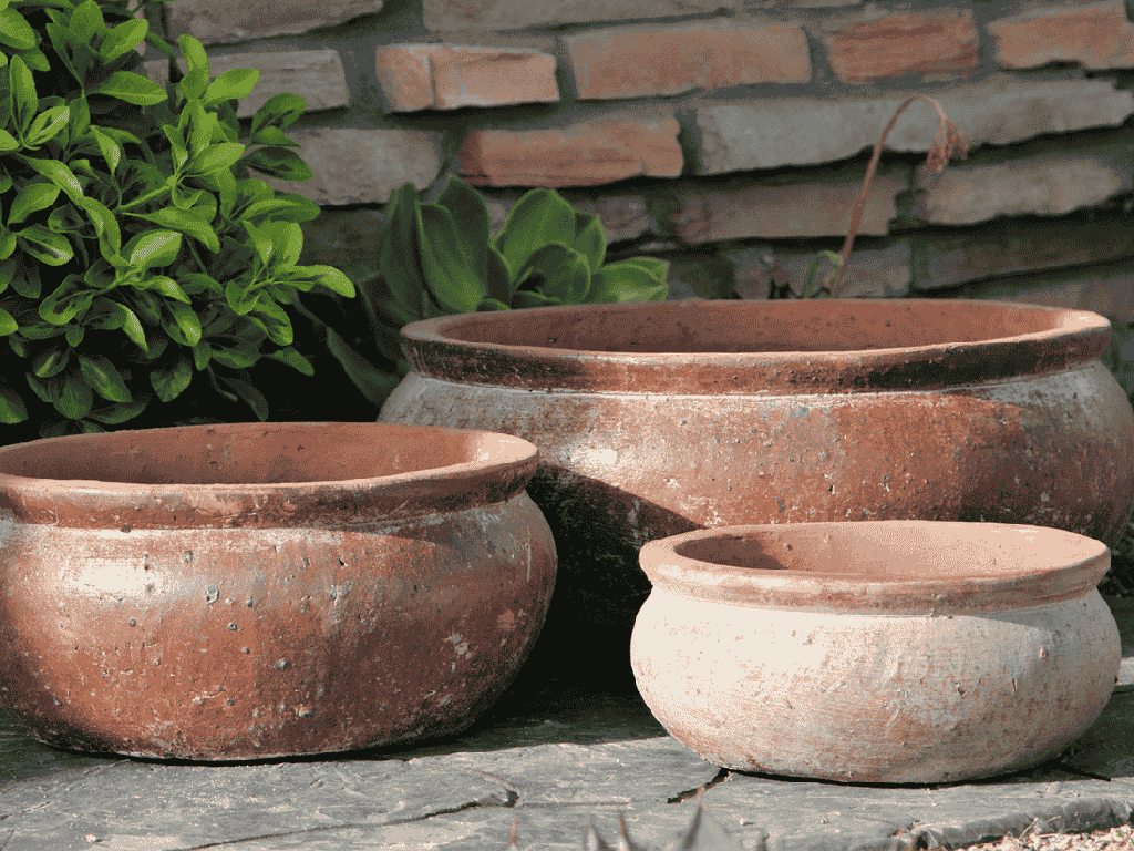 [PV-TS0096HWH-S3] ROUNDED RIM LOW PARCO PLANTER, HEIRLOOM WHITE, SET OF 3 - 20.5" X 8.5", 15.0" X 7.0", 11.0" X 4.5"