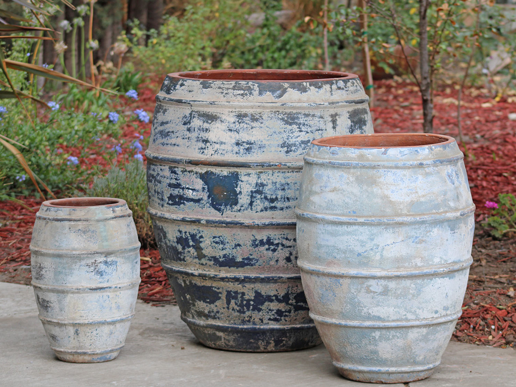FRENCH WINE BARREL, AEGEAN SEA, SET OF 3- 30.0"x36.0", 22.0"x28.0", 14.0"x12.0