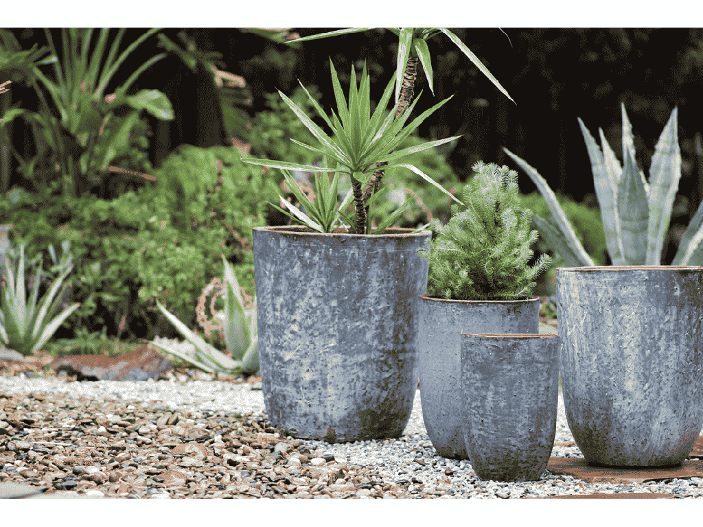 MILANO TALL BARREL PLANTER, GRAPHITE, SET OF 4 -23.0"X26.5", 18.5" X 23.0", 14.5" X 19.0", 11.0" X 17.0"
