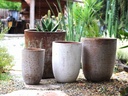 MILANO TALL BARREL PLANTERS, HEIRLOOM WHITE, SET OF 4 -23.0"X26.5", 18.5" X 23.0", 14.5" X 19.0", 11.0" X 17.0"