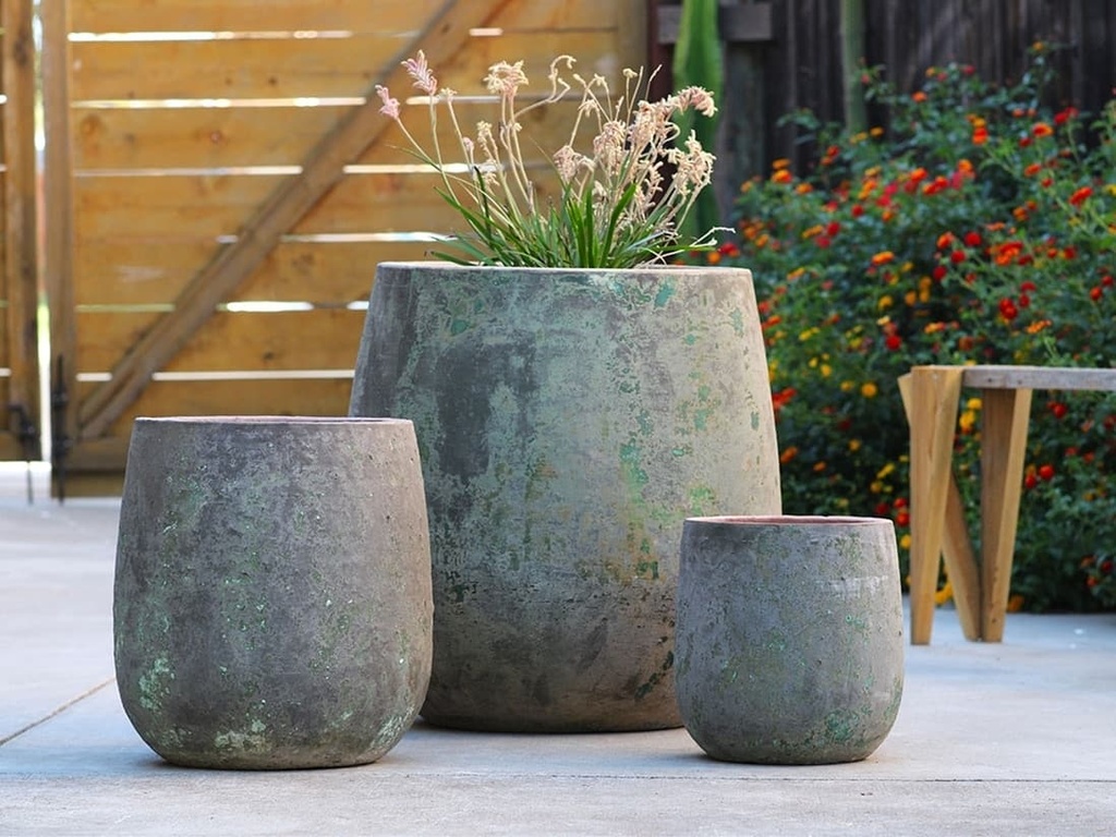 DAKHLA PLANTER,VERDIGRIS, SET OF 3- 26.0"X28.0", 18.5"X20.5",13.0"X14.0"