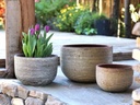 EGG HORIZONTAL RIPPLES PLANTER, HEIRLOOM WHITE, SET OF 3 - 15.5" X 10.5", 12.0" X 8.0", 9.5" X 6.5"
