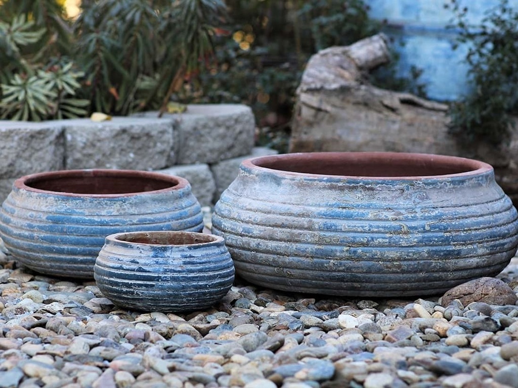 BOWLS DE LA TERRE, AEGEAN SEA, SET OF 3- 19.5"X14.5", 12.5"X10.5", 8.5"X6.5"