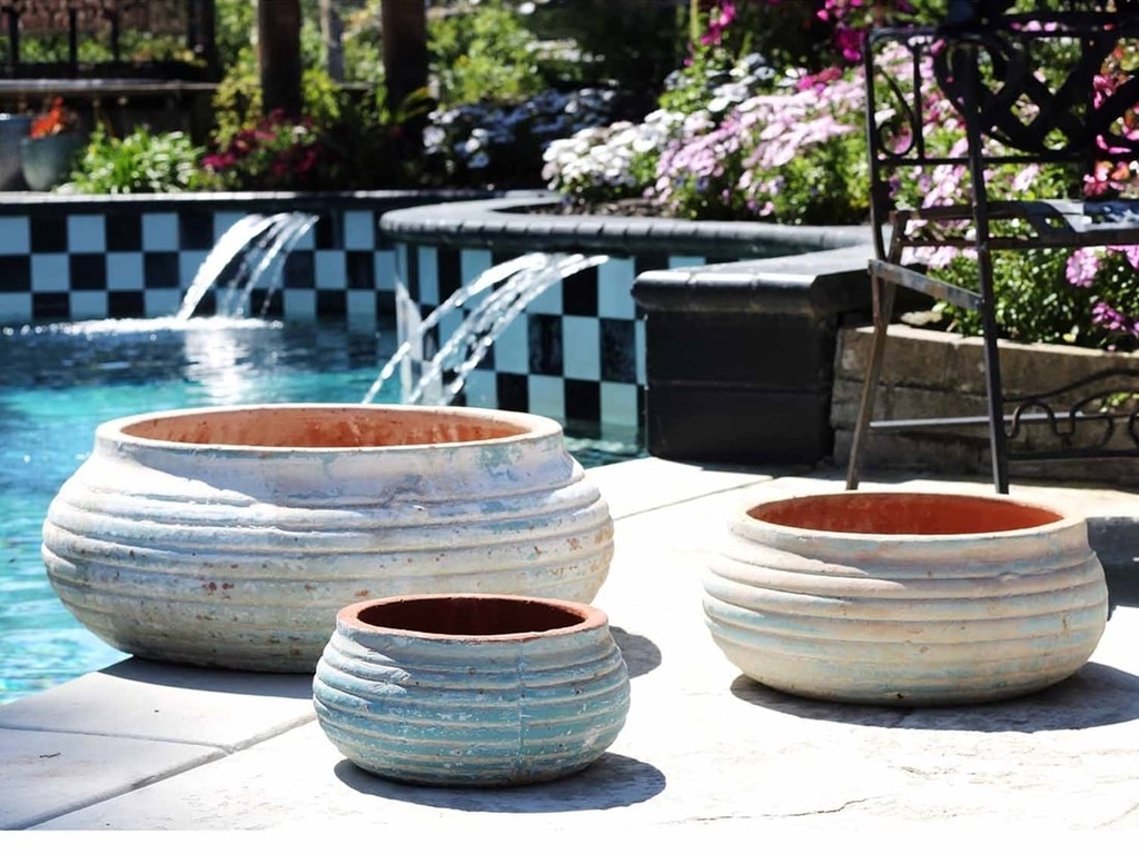 BOWLS DE LA TERRE, ATLANTIS SKY, SET OF 3- 19.5"X14.5", 12.5"X10.5", 8.5"X6.5"