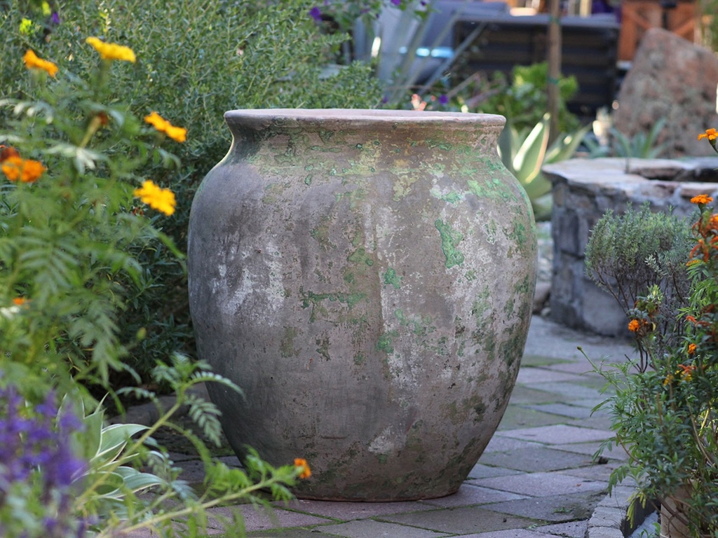 SINGLE LARGE POT, VERDIGRIS  30.0" X 35.0", TOP 26.0"