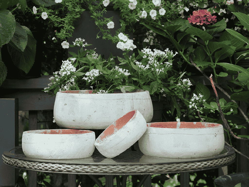 TUSCAN VILLAGE HAND THROWN SMOOTH BOWLS, ATLANTIS SKY, SET OF 4 - 12.5" X 4.5", 10.0" X 3.5", 8.0" X 3.0", 6.5" X 2.5"