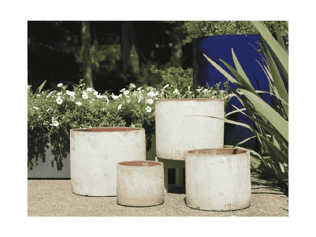 [PV-TST2627ATS-S4] TUSCAN VILLAGE HAND THROWN CYLINDER PLANTER, ATLANTIS SKY, SET OF 4 - 12.5" X 10.5", 10.5" X 9.5", 9.5" X 8.0", 7.0" X 6.5"