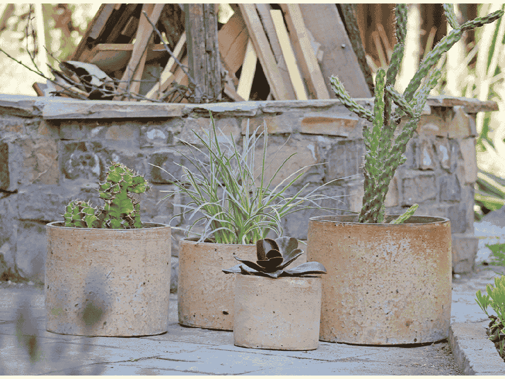 [PV-TST2627HWH-S4] TUSCAN VILLAGE HAND THROWN CYLINDER PLANTER, HEILOOM WHITE, SET OF 4 - 12.5" X 10.5", 10.5" X 9.5", 9.5" X 8.0", 7.0" X 6.5"