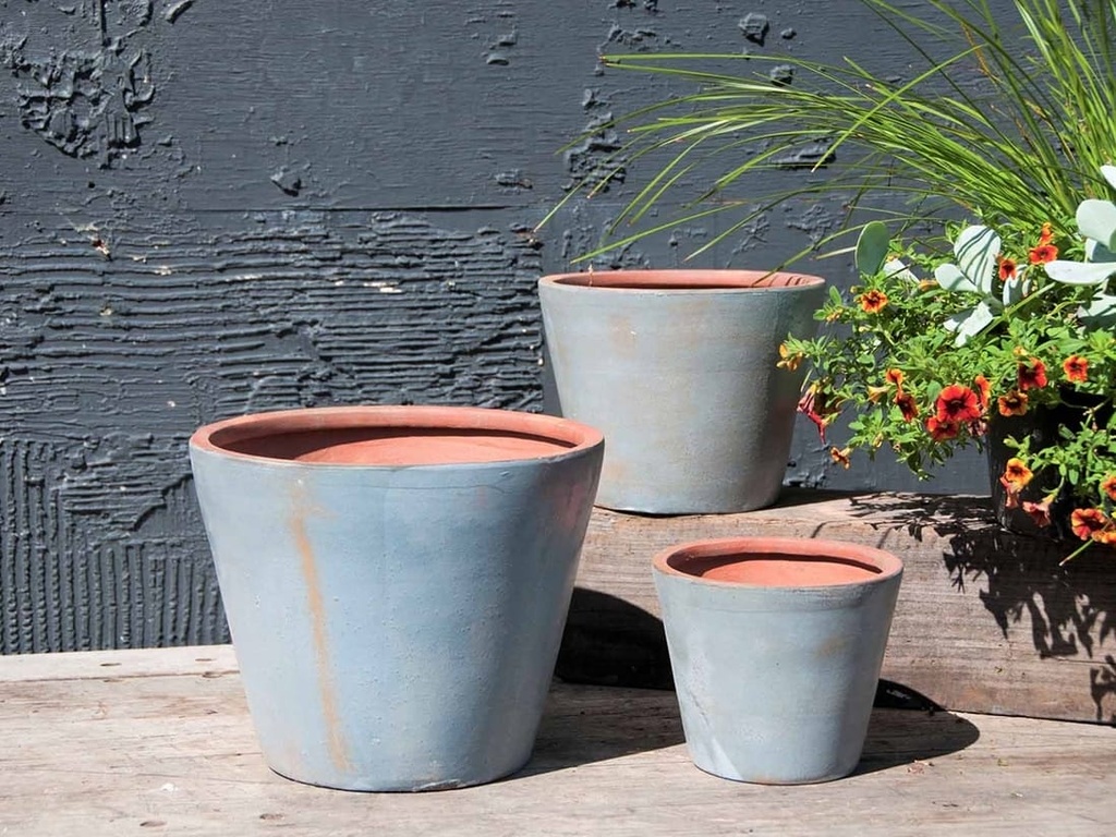 [PV-TST2629EWT-S3] TUSCAN VILLAGE HAND THROWN PLANTER, EARTH WHITE, SET OF 3 - 12.5" X 10.5", 10.5" X 8.5", 8.0" X 6.5"