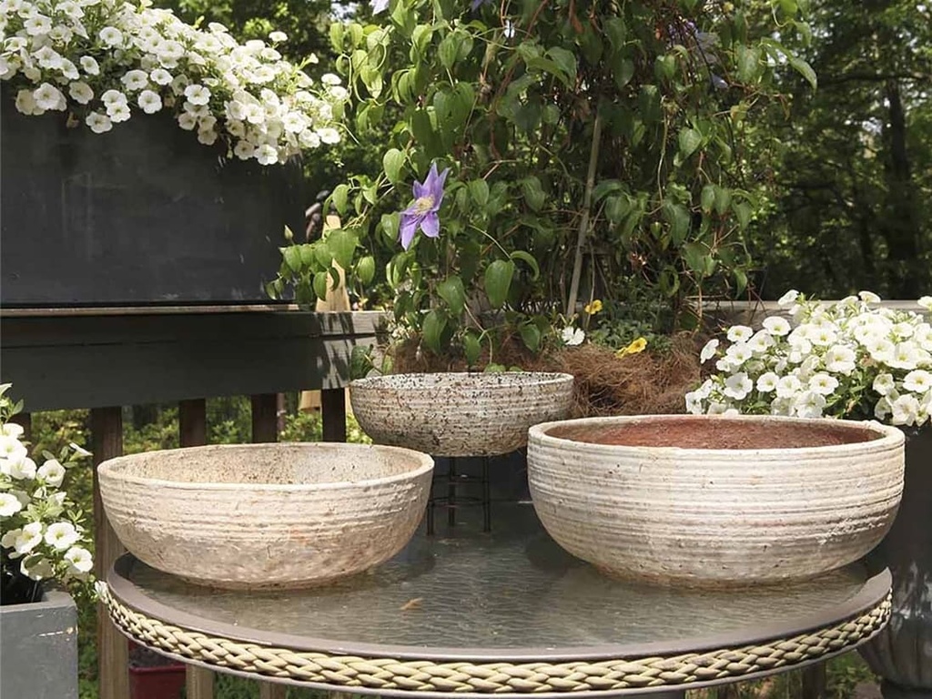 [PV-TST3000HWH-S3] TUSCAN VILLAGE HAND THROWN BOWL, HEIRLOOM WHITE, SET OF 3 - 14.0" X 6.0", 12.0" X 5.0", 9.5" X 3.5"