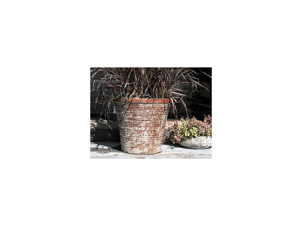 [PV-TST3002HWH-S2] TUSCAN VILLAGE HAND THROWN ENGLISH TUMBLED POTS MEDIUM, HEIRLOOM WHITE, SET OF 2 - 15.0" X 14.0", 11.0" X 11.0"